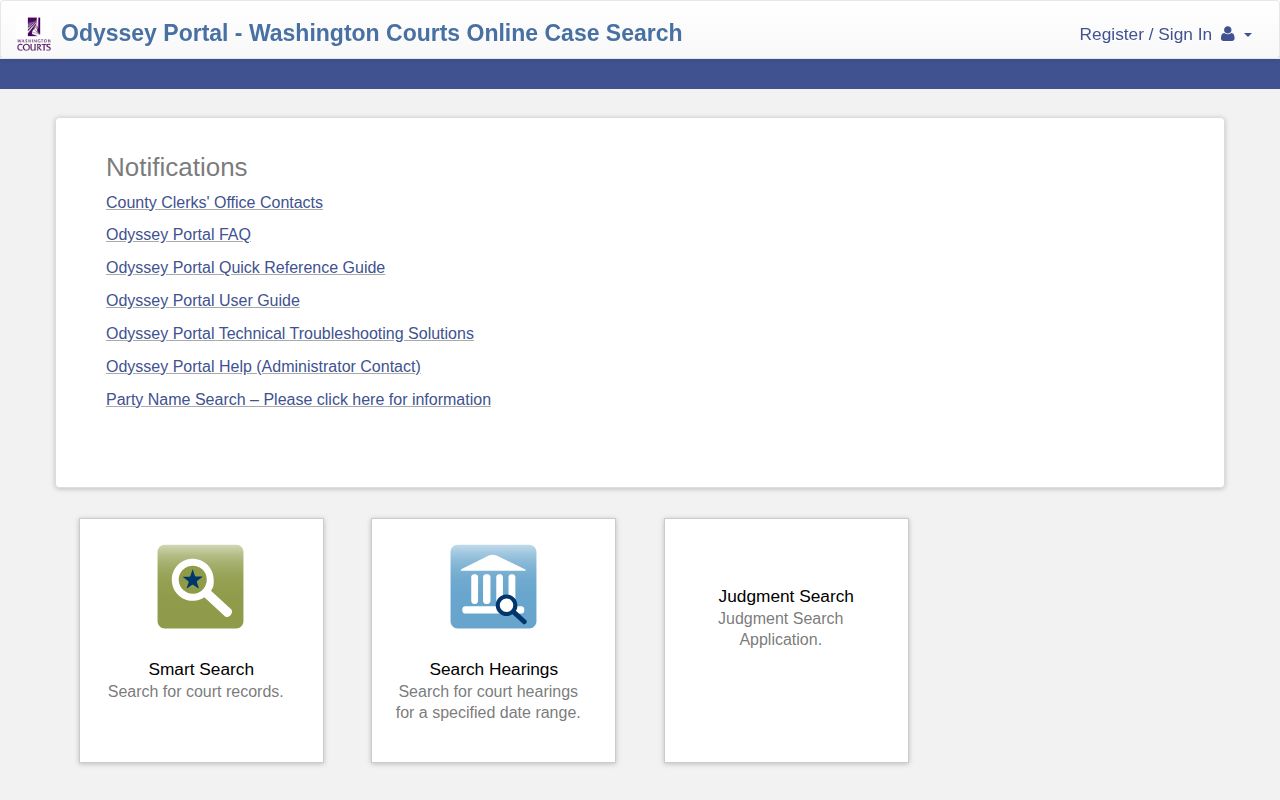 Franklin County court disposition lookup through Washington Courts Odyssey Portal